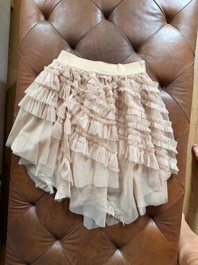 Allsaints Ruffled Tulle Mini Skirt in Blush